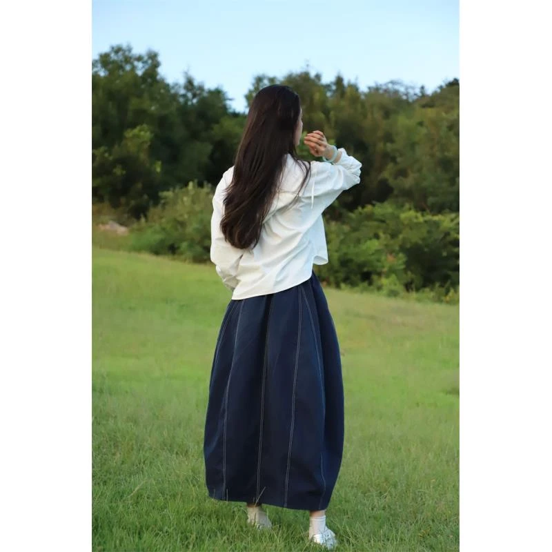 DQ-「优雅气质」韩国单！25春款百搭明线拼接花苞裙BY-241229