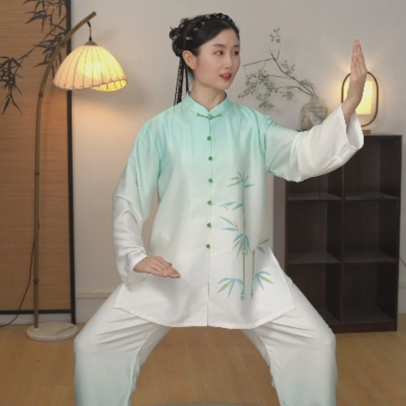 男女【浮光锦】2025夏款太极服印花竹青太极服春秋打拳练功表演服