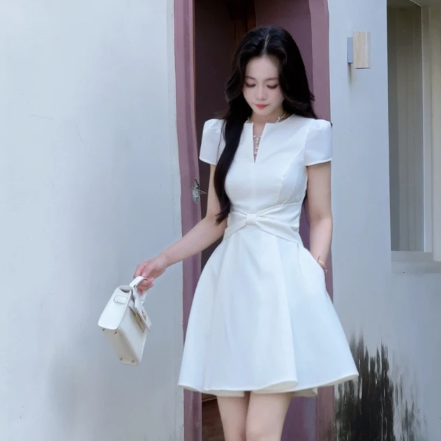 La Chapelle/拉夏贝尔25夏新款法式气质显瘦贵气轻奢连衣裙10561