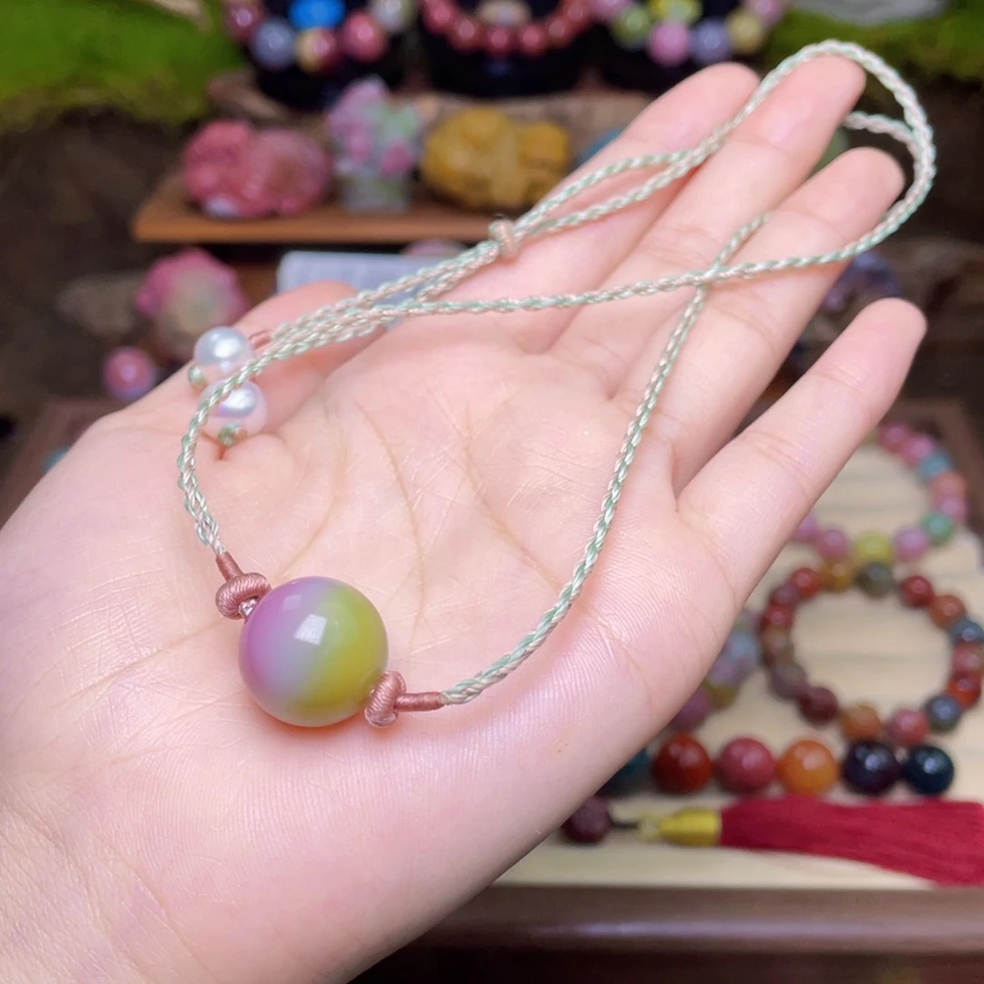 玛瑙/玉髓未镶嵌珠宝半成品盐源玛瑙西瓜色锁骨链