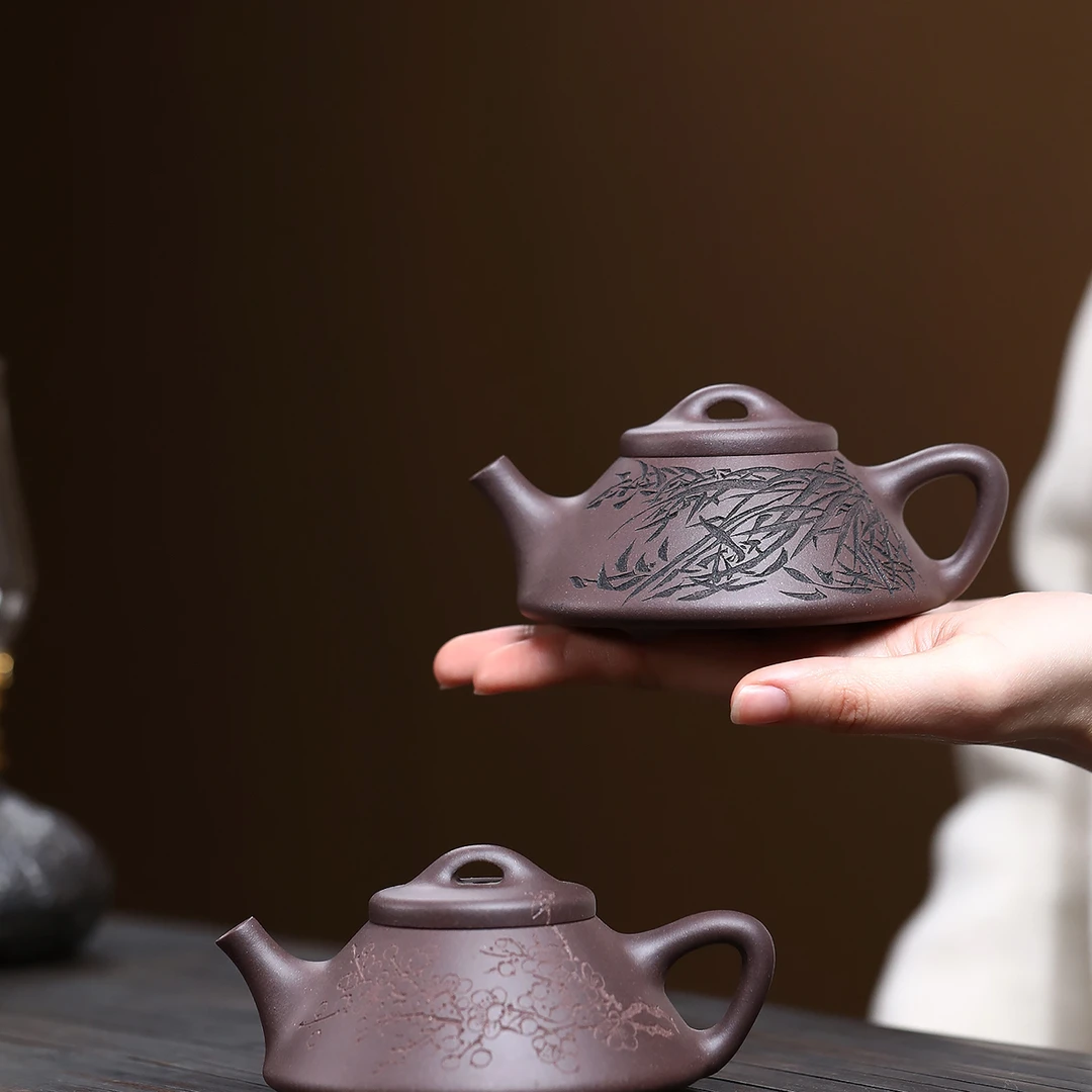 【文瓢】原矿黑墩头150C精工半手黄龙山原矿紫砂壶