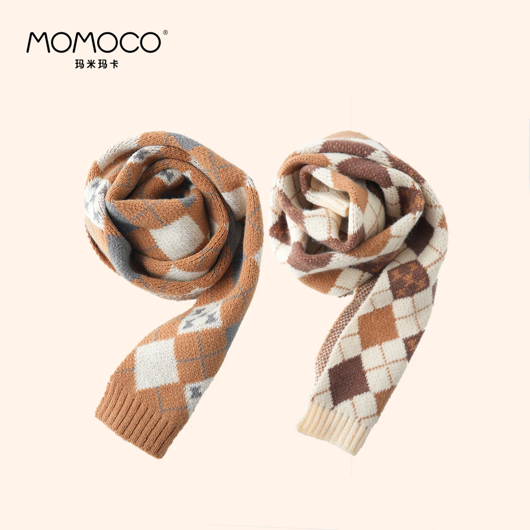 MOMOCO冬季女童菱格撞色针织围巾75452544002