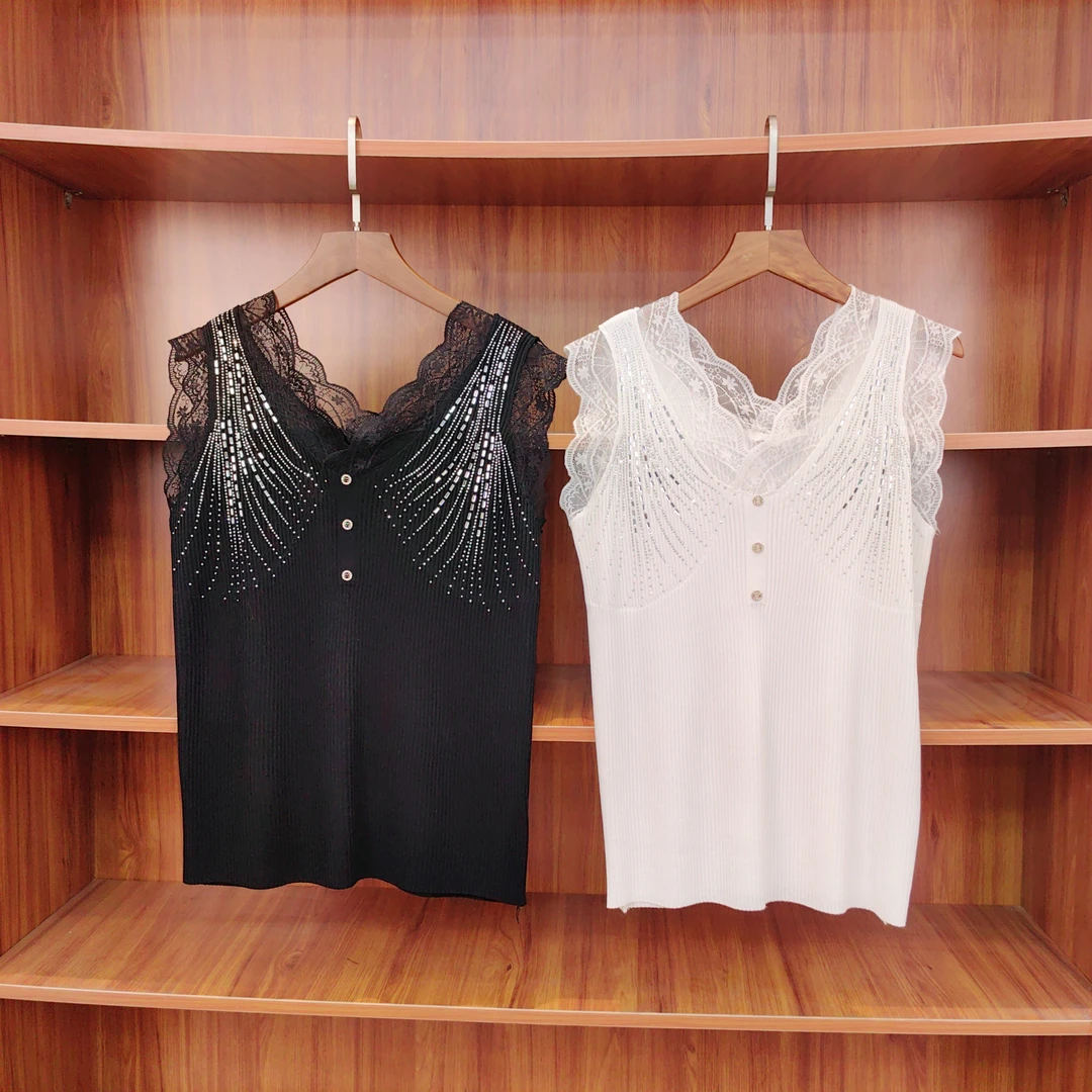 BX0035常规款休闲风修身型背心吊带修身镶钻内搭女装外穿