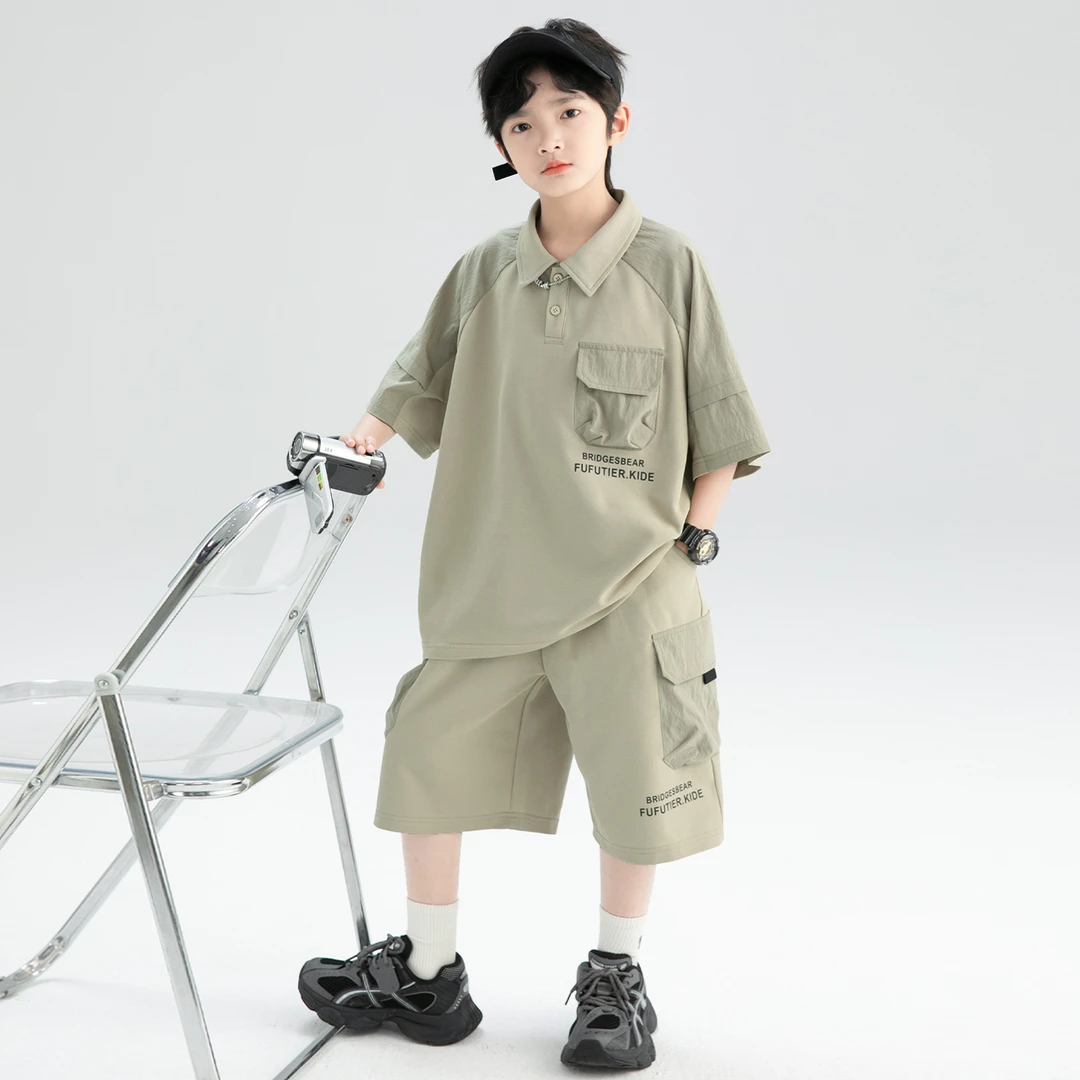 儿童夏季短袖套装2025新款休闲儿童潮帅【百纳】B5359