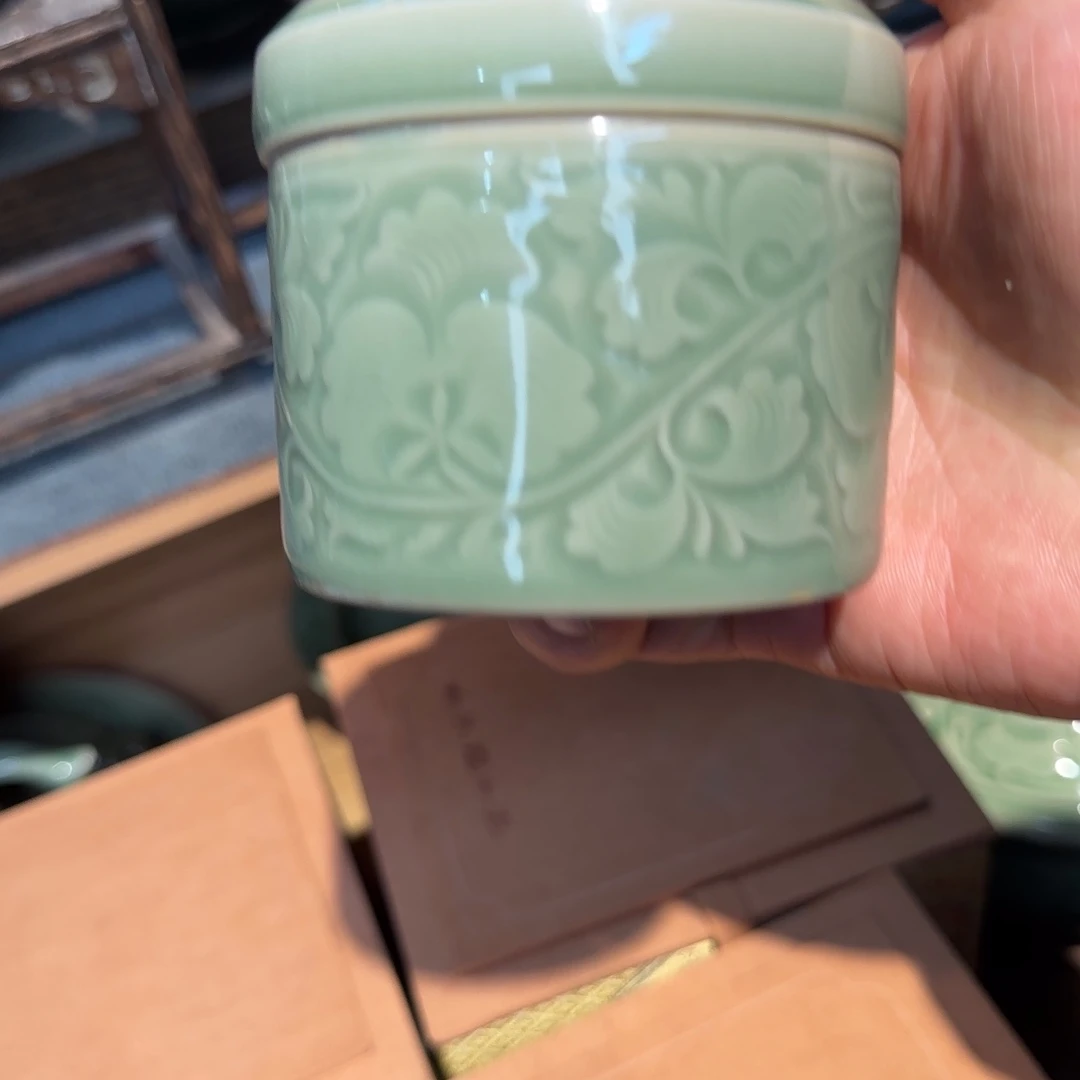 耀州窑香粉罐微瑕