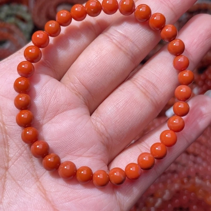 南红玛瑙未镶嵌满肉柿子红单圈5.4m+