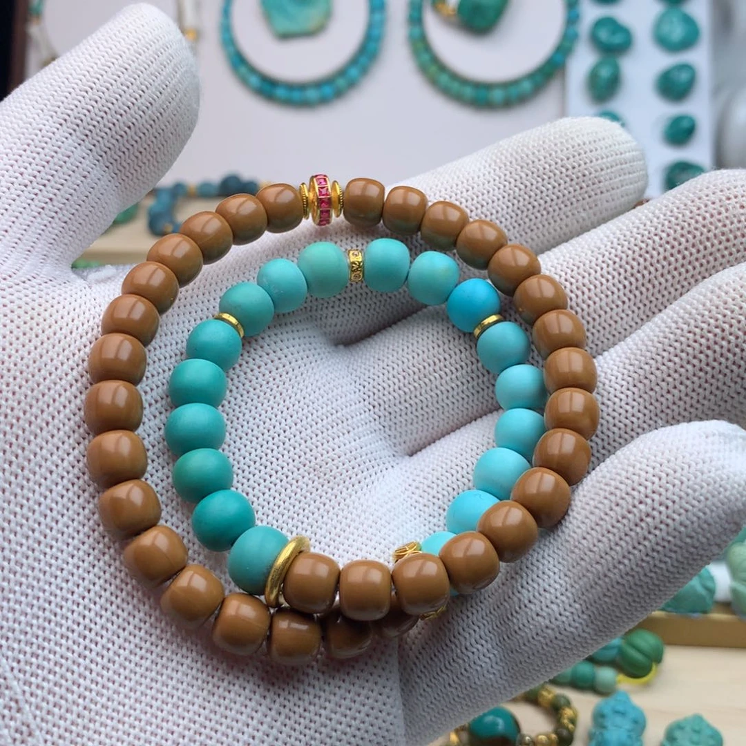 绿松石18K金镶嵌颈饰