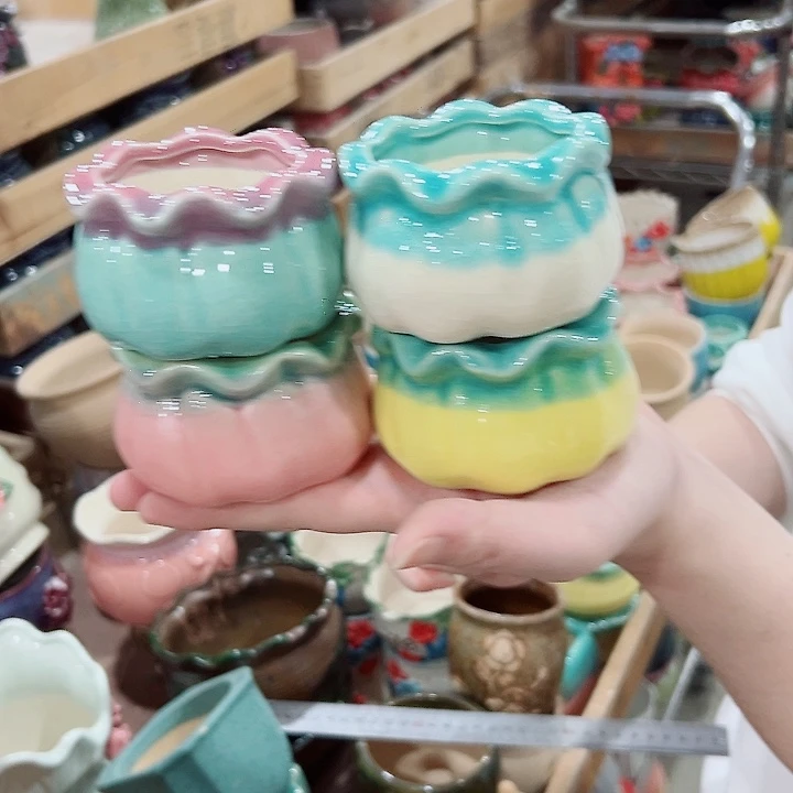 有孔.凑满10元发货多肉陶瓷花盆！