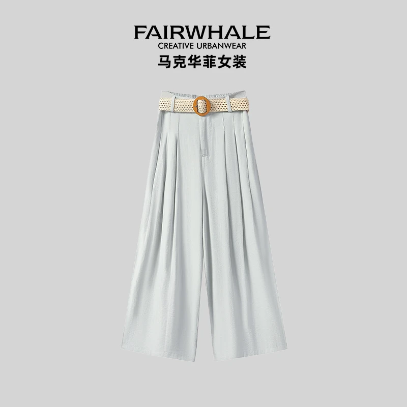 马克华菲QQ女装时尚休闲气质阔腿宽松休闲显瘦夏季长裤F52022A605
