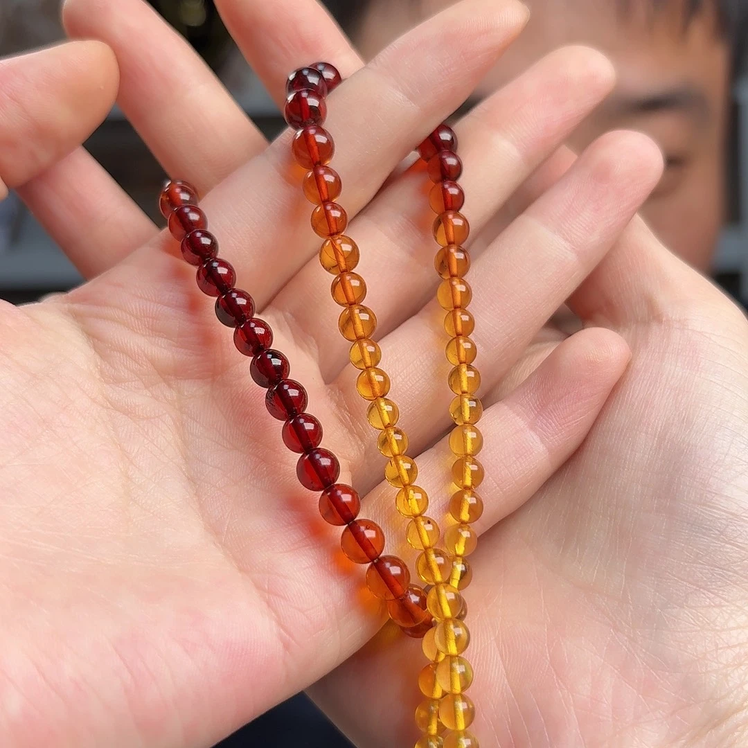 琥珀颈饰未镶嵌彩虹套装