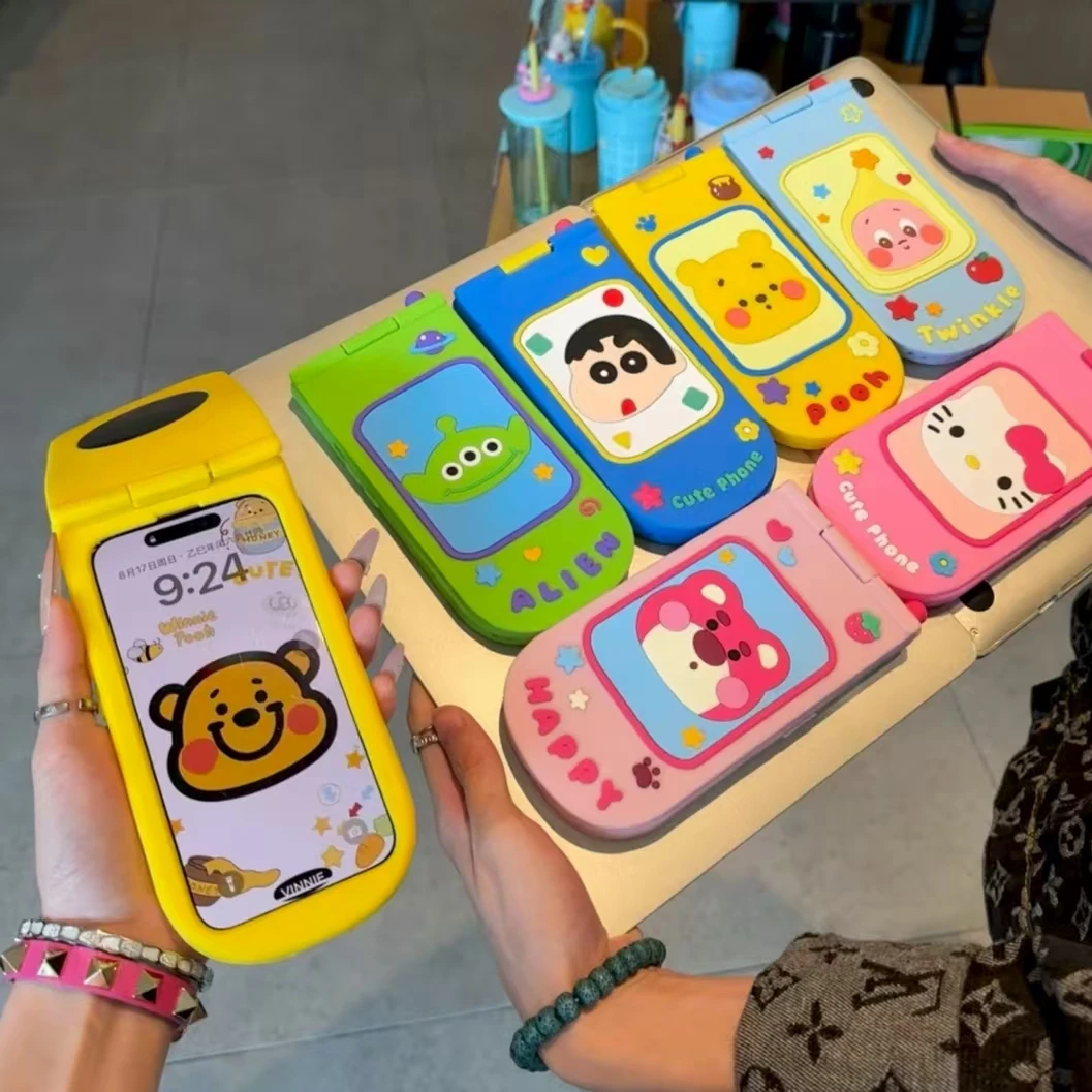 翻盖镜子大哥大卡通可爱日韩ins适用iPhone16promax苹果手机壳15p