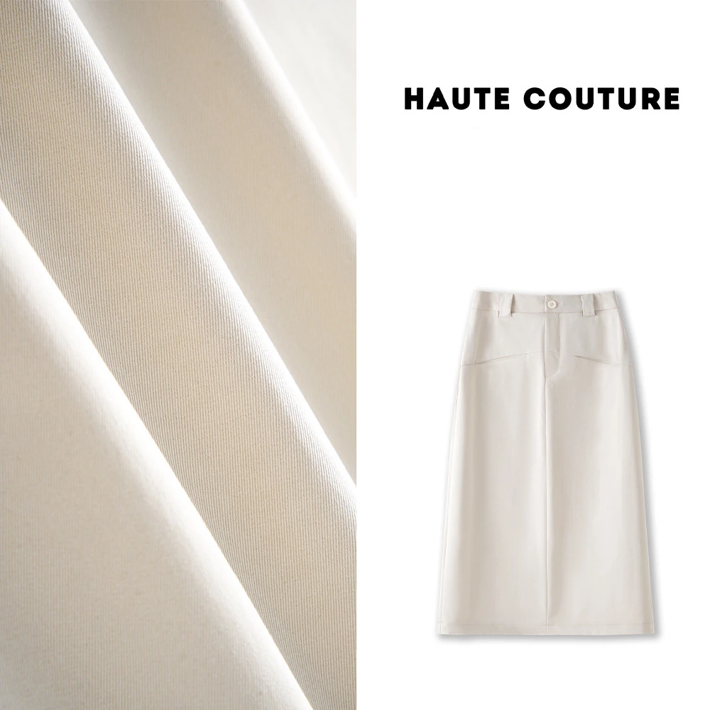 夏季新款隐口袋后开叉A字裙简约舒柔半身裙女高腰休闲中长裙(863)