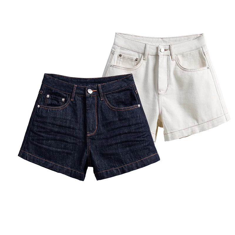 RAIN.CUN经典·夏季高腰清凉感气质时尚经典三分牛仔短裤女11430