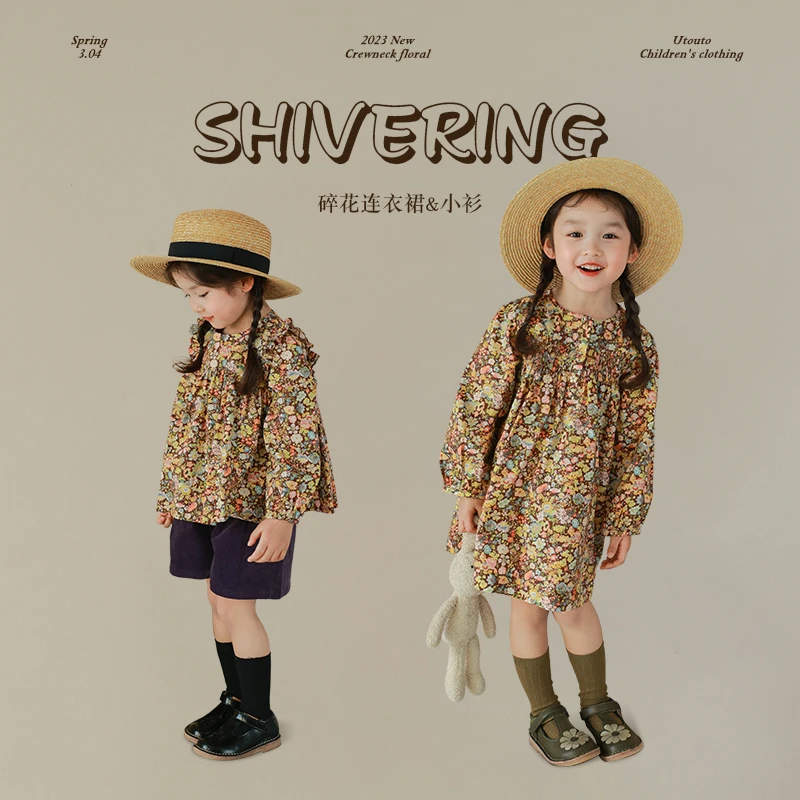大耳象童装铺碎花连衣裙＆木耳边碎花小衫2023夏季2210217