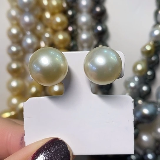 海水珍珠耳饰银S925镶嵌12.65