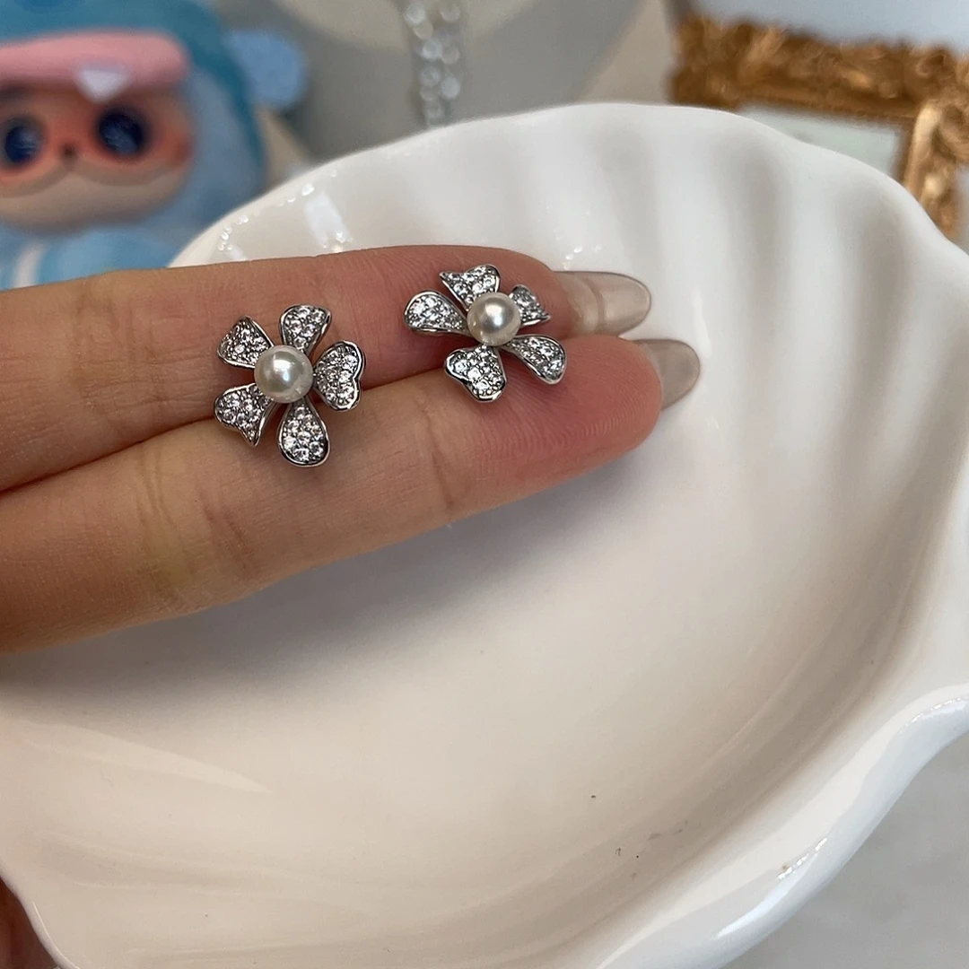 海水珍珠耳饰银S925镶嵌