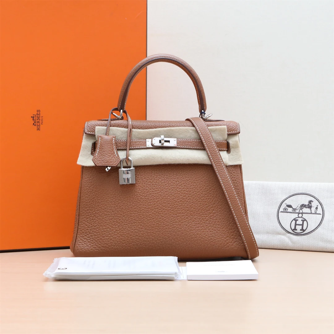 95新 Hermes/爱马仕 【小花Han】Kelly 25 金棕 Togo皮 Y刻 包