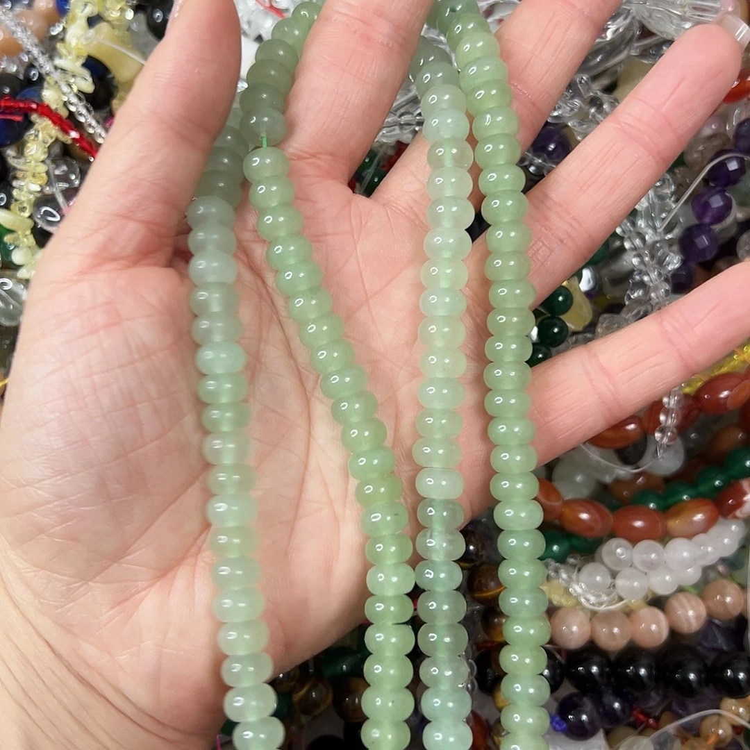 玛瑙/玉髓未镶嵌珠宝半成品，卡8绿东陵算盘一条