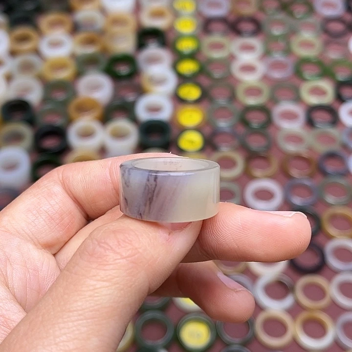 和田玉戒指未镶嵌16.1 飘花紫 特价不退换