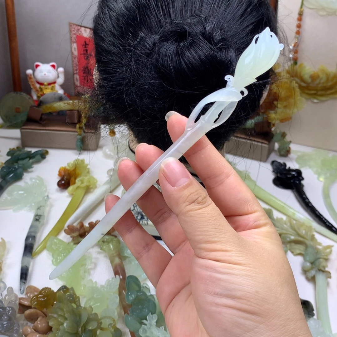 蛇纹石玉未镶嵌发饰