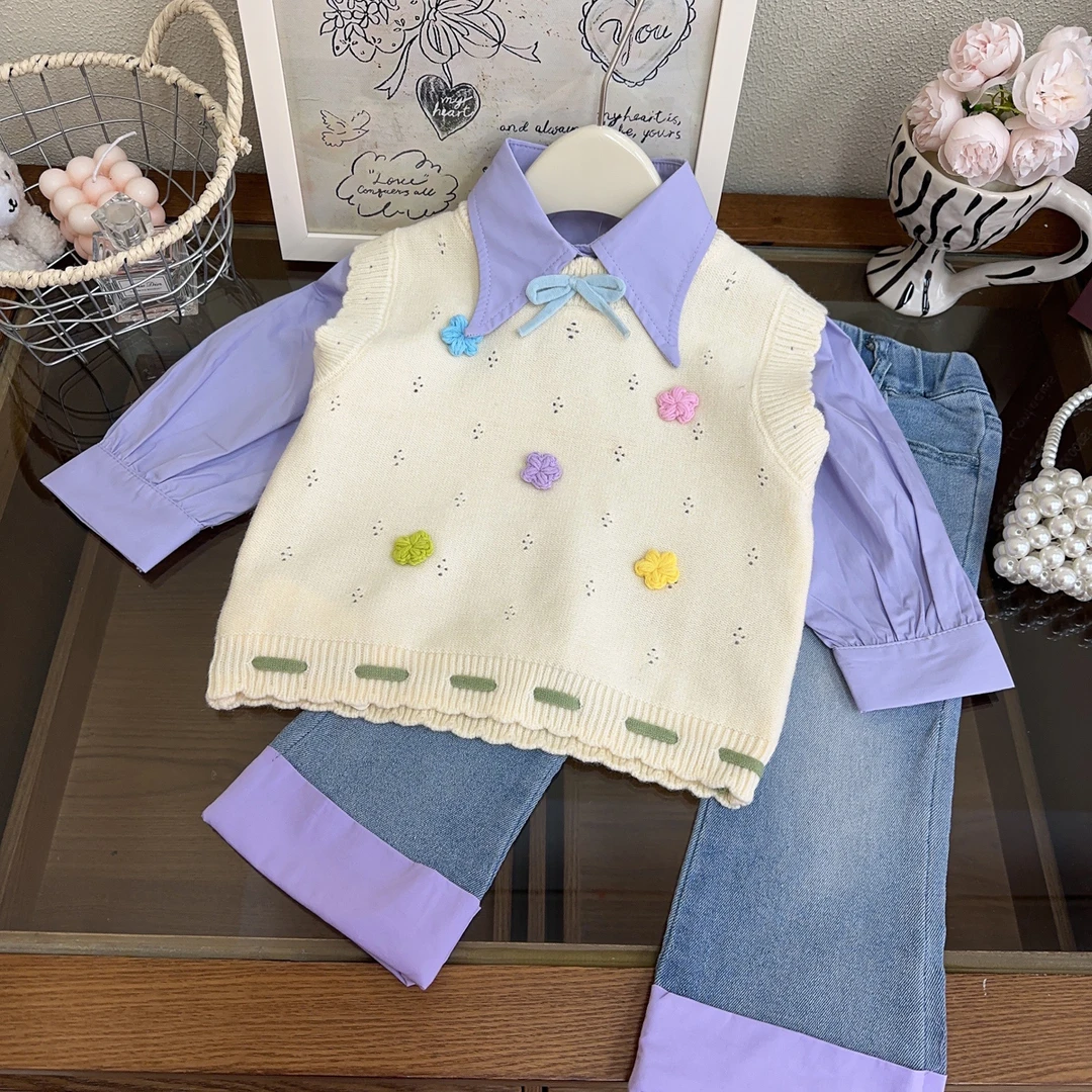 春秋新甜美立体花朵针织毛线坎肩背心马甲CM9055/AQA371/AQA502