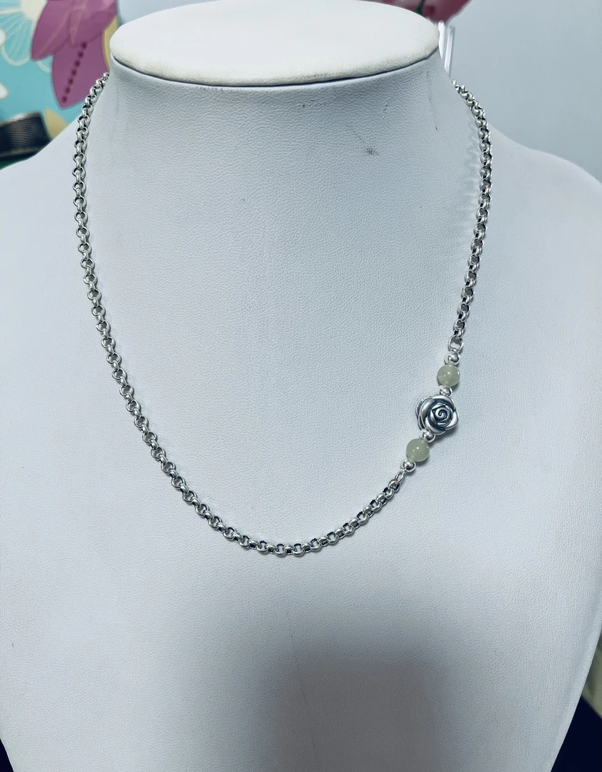 链子925银 【如意】S925莲花项链正品新款高档高级感手工轻奢