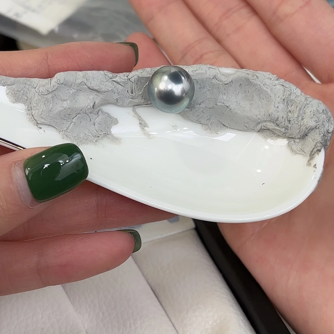 定制海水珍珠裸珠未镶嵌11-12mm铂金灰裸珠一颗