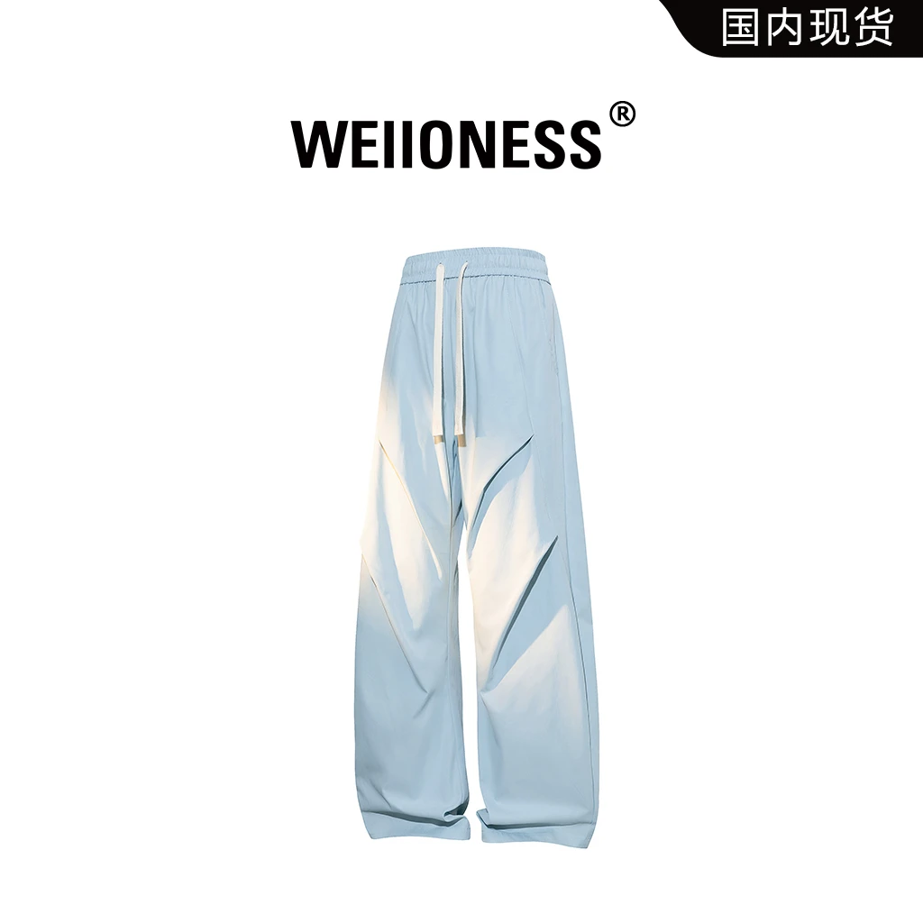 WEIIONESS美式休闲裤男秋季解构风拼接百搭卫裤轻奢痞帅男生长裤