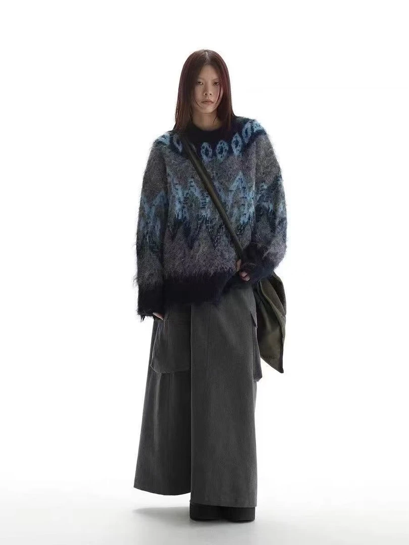 慵懒风女意式秋季厚款圆领日系百搭针织休闲