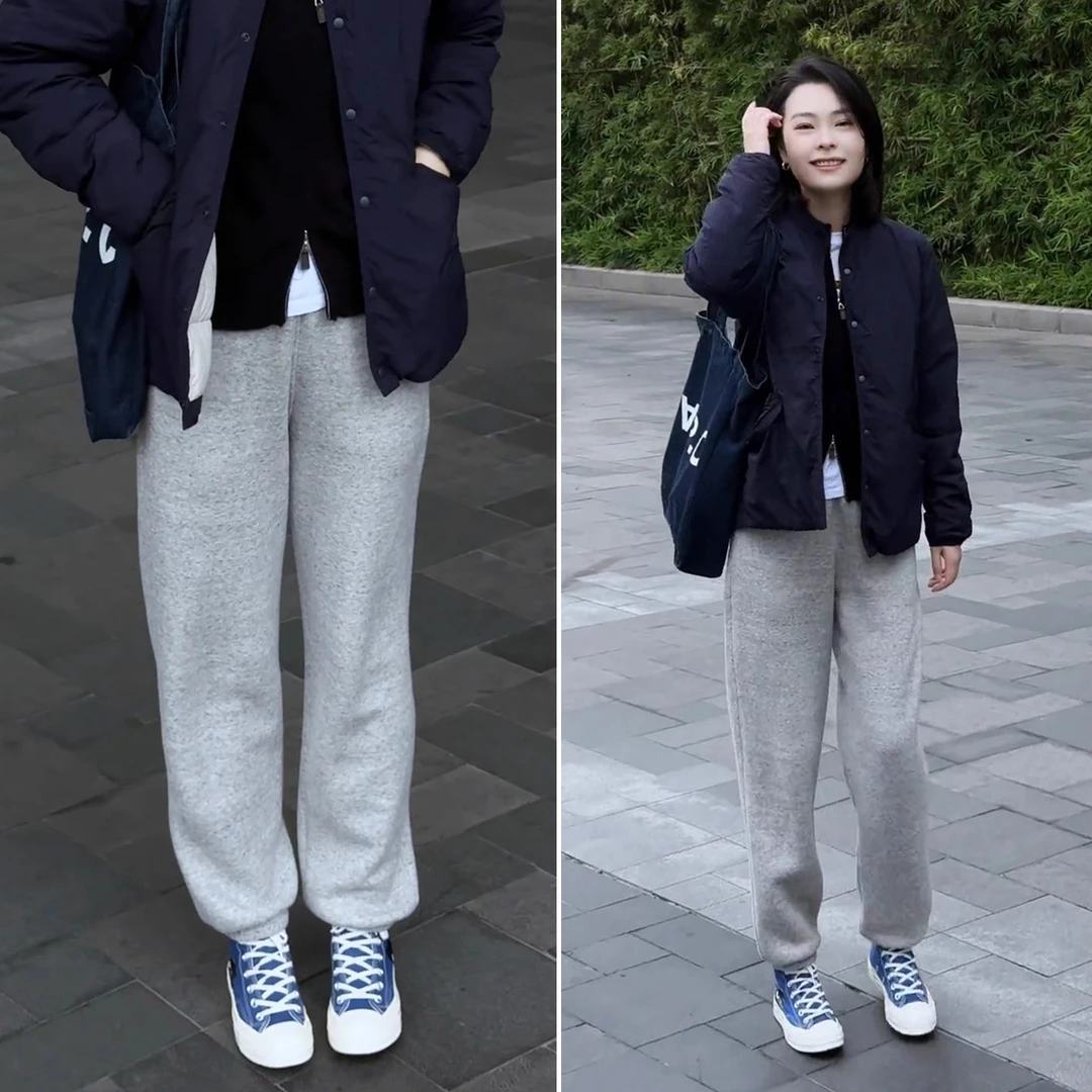 加绒裤子女2025新款高腰休闲裤冬加厚显瘦运动裤宽松垂感束脚卫裤