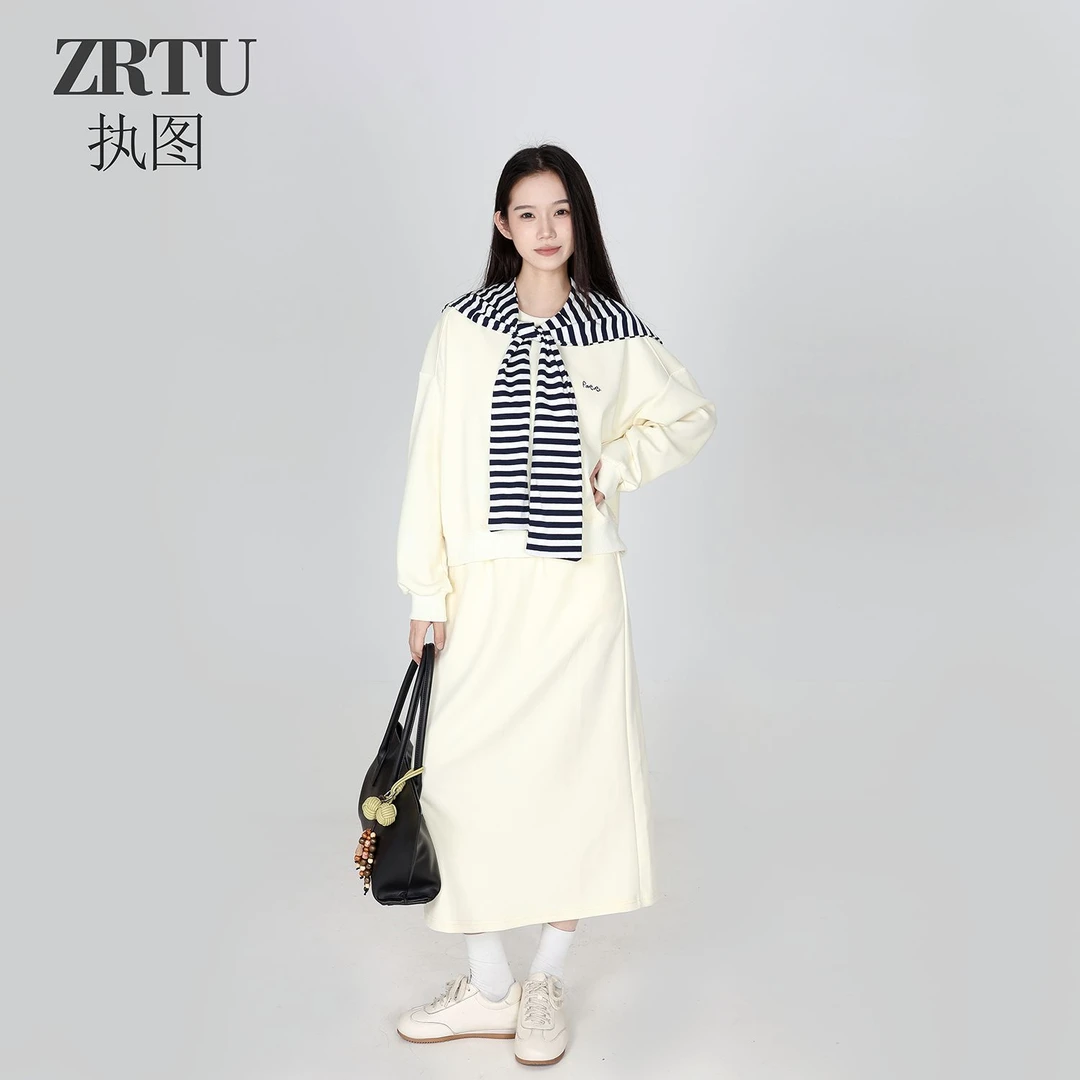 ZRTU/执图长袖卫衣+半裙+独立披肩三件套套装ZR2013