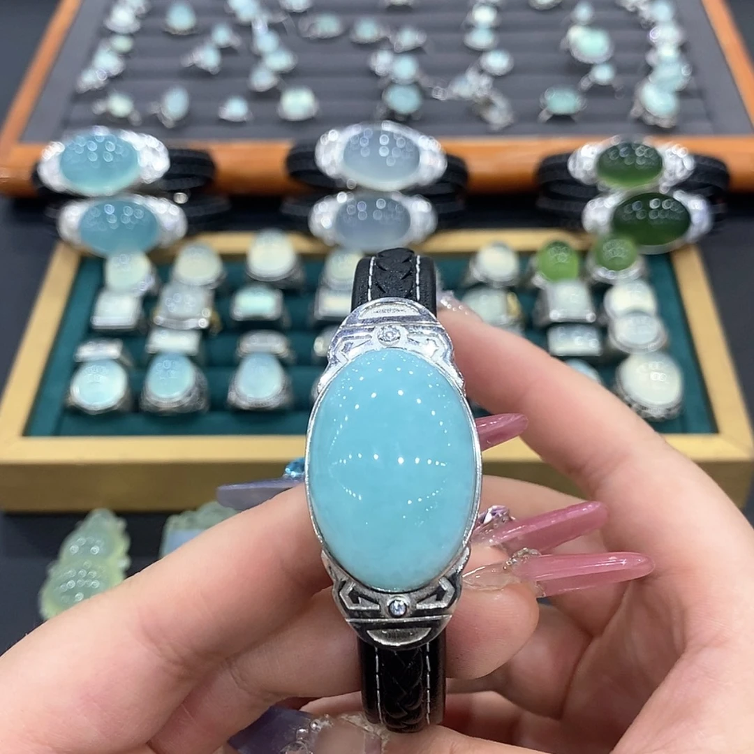 【闪购商品】蛇纹石玉银S925镶嵌手牌
