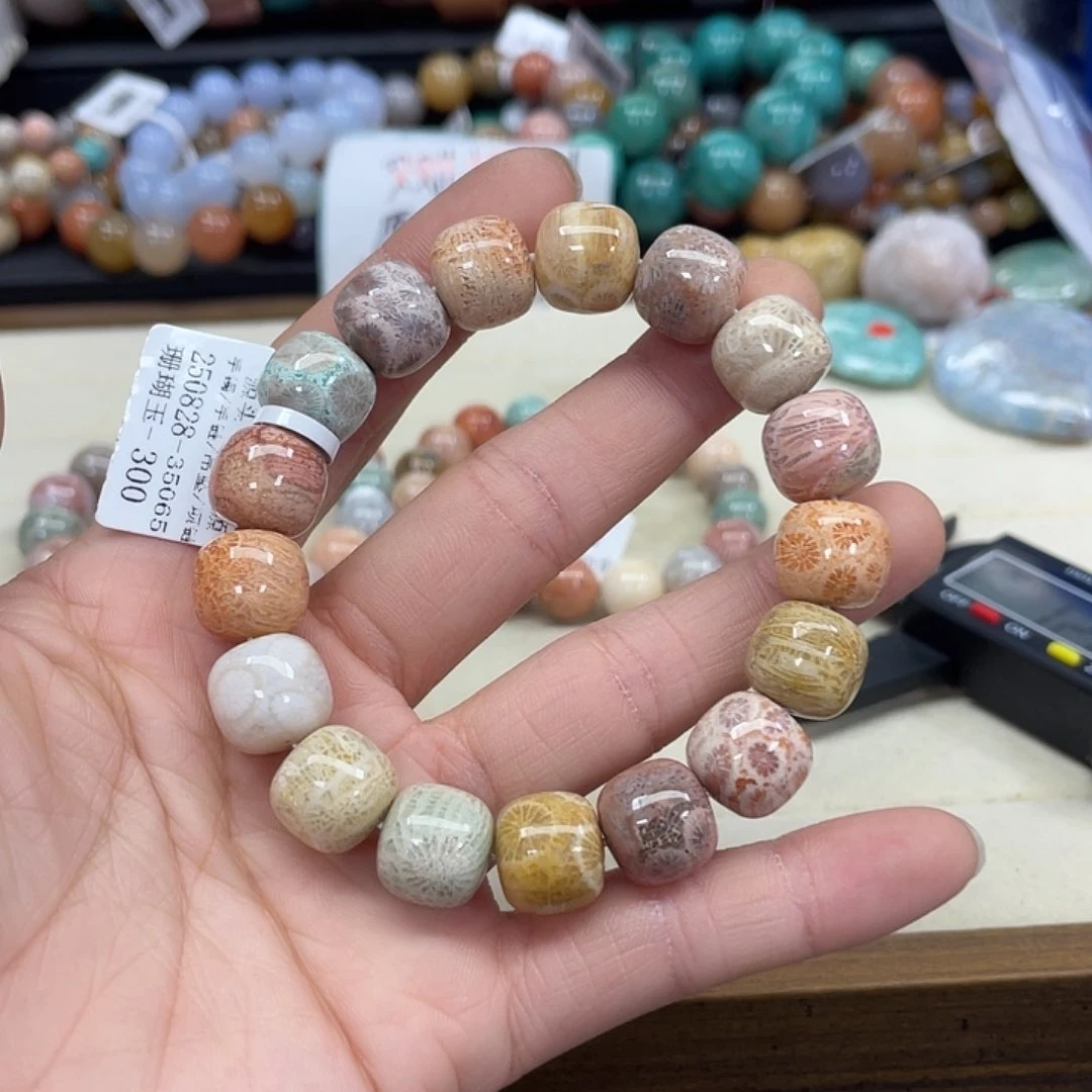 未镶嵌手串硅化珊瑚（珊瑚玉）禅*919