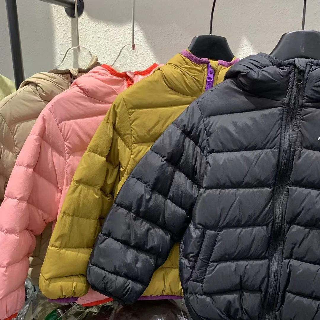 1073款内胆羽绒服男童儿童薄款连帽中大童保暖立领冬季女童