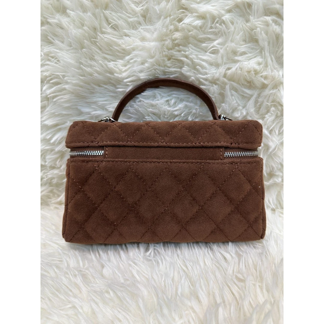 TOLEX2025新款手工时尚百搭梯形手提毛女包石楠木色19.5cm