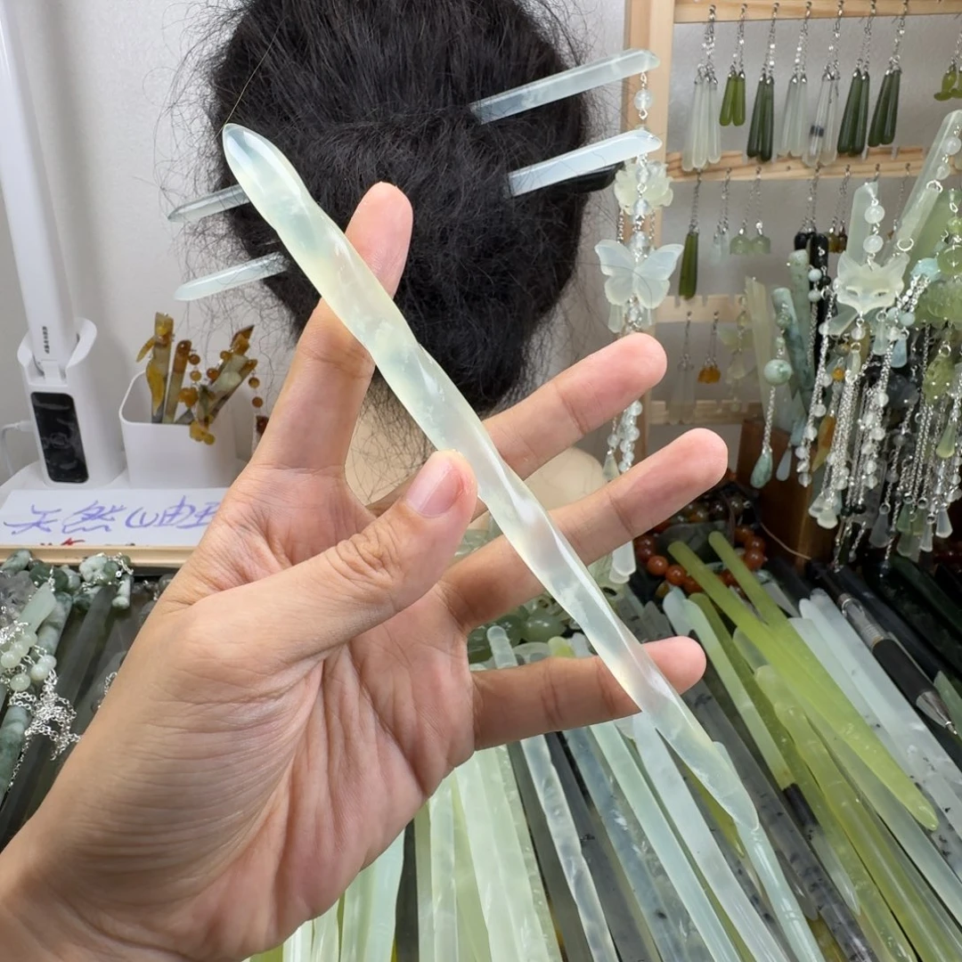 蛇纹石玉合金发饰长度18