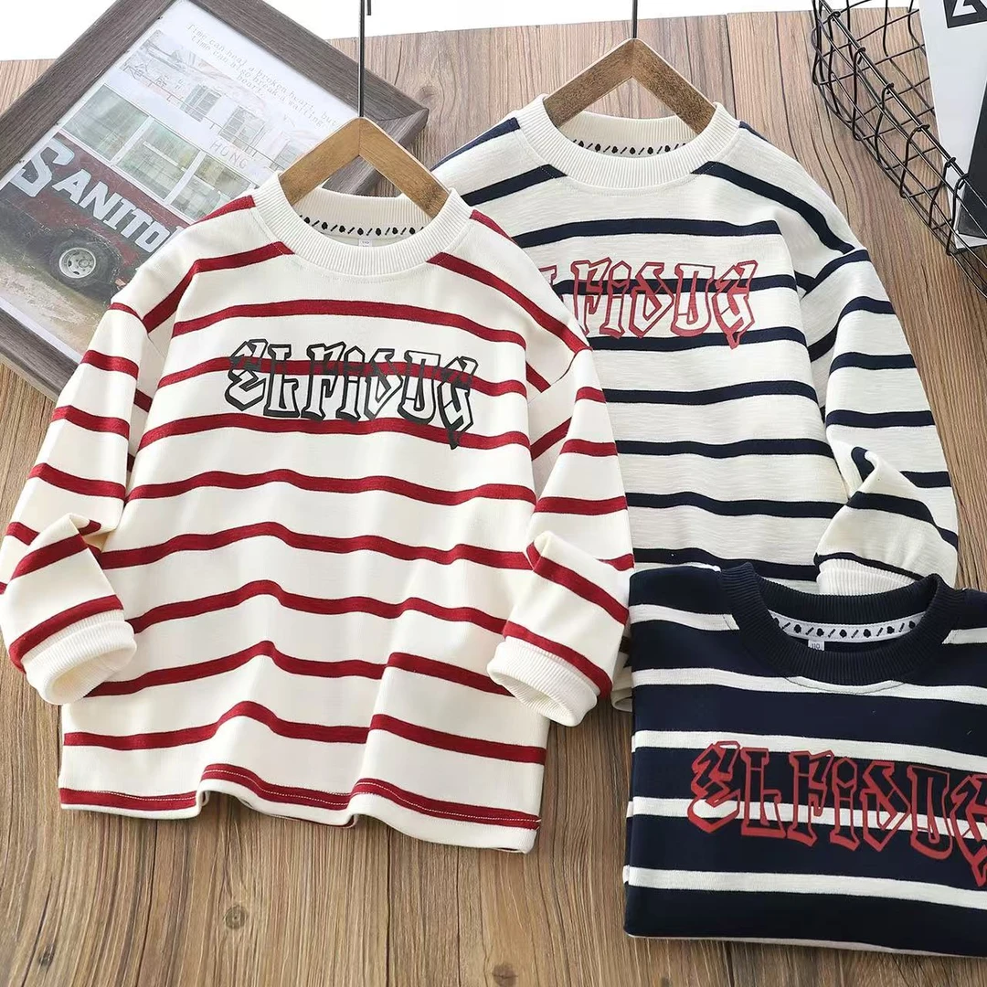 【海涛大叔】儿童条纹打底衫25春秋新款中大童条纹打底衫25111 Y