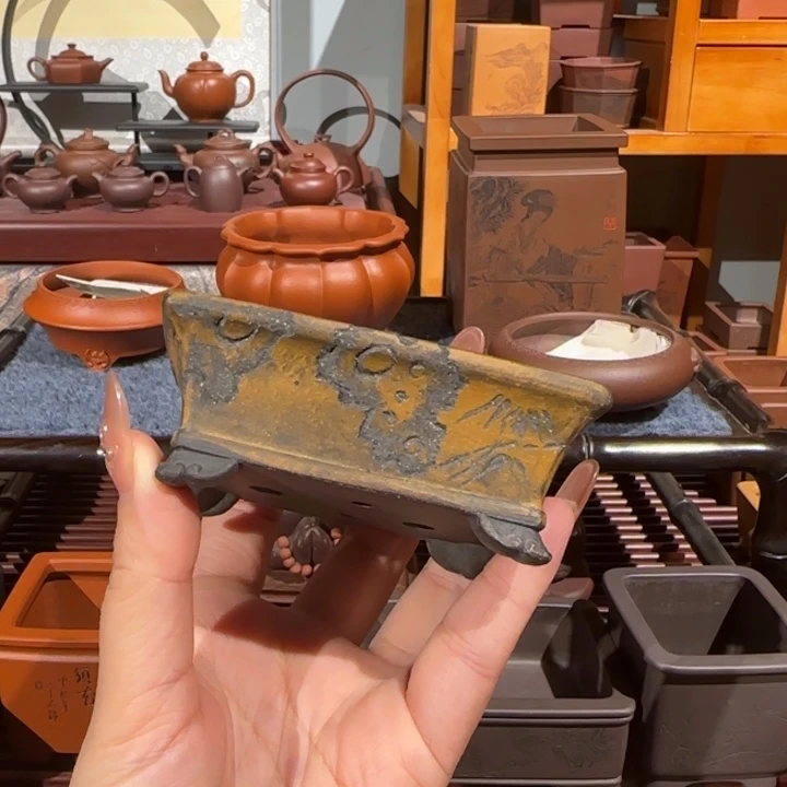 花盆紫砂全手工刻绘