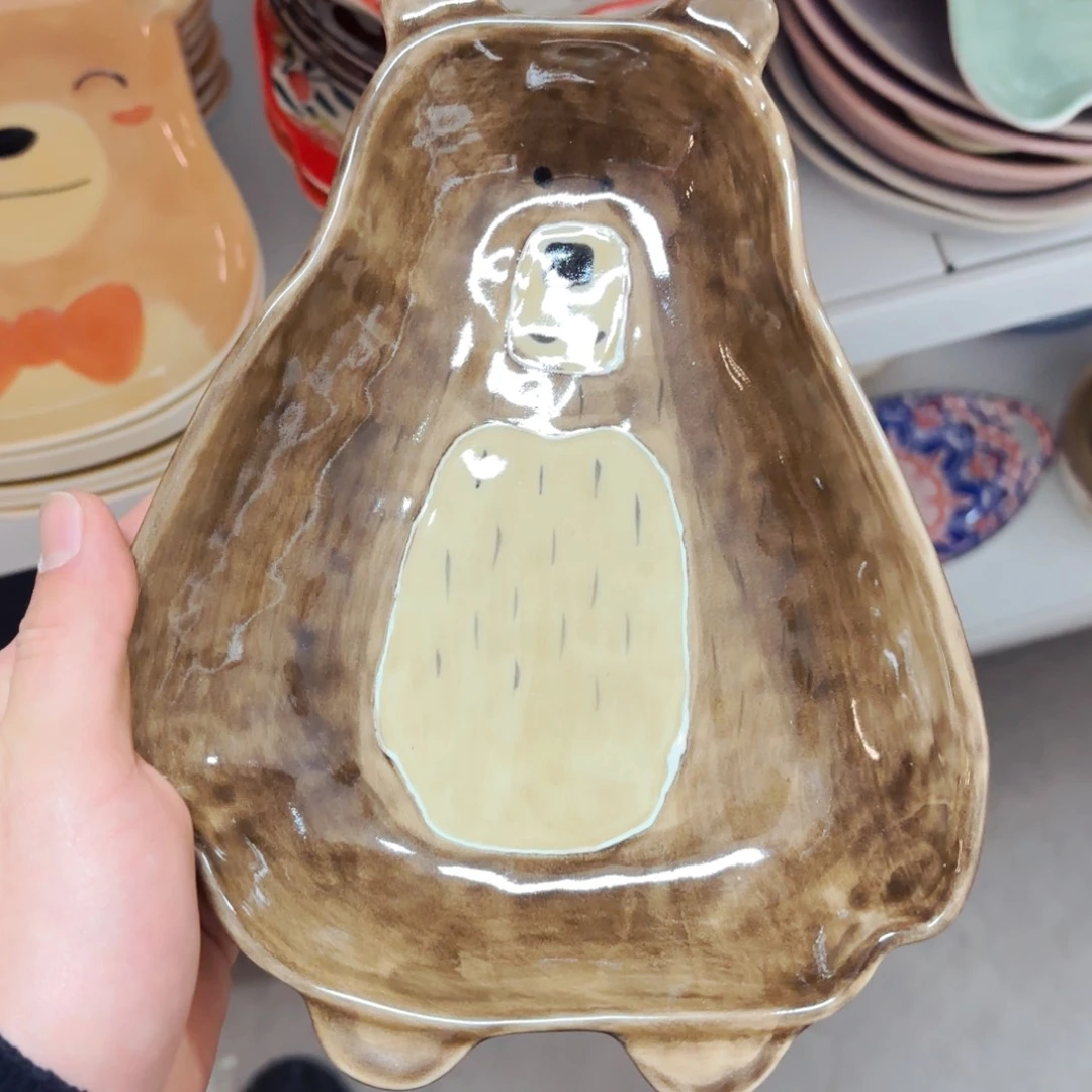白瓷小熊异形盘微瑕