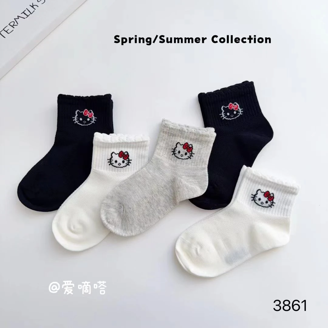 爱嘀嗒夏季新款女宝宝袜子女学生薄款透气吸汗短袜