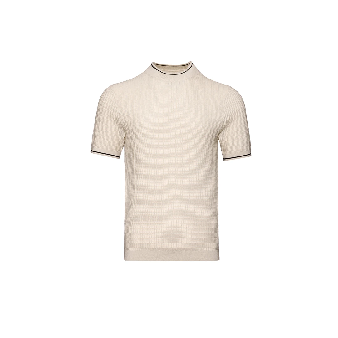 秋季男士正反针提花圆领短袖针织衫毛衣舒适透气休闲运动 HT25