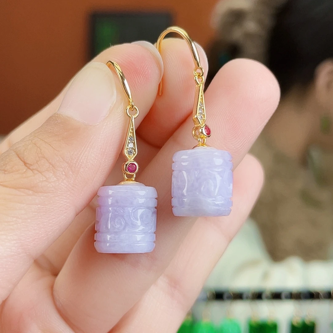 翡翠银S925镶嵌耳饰