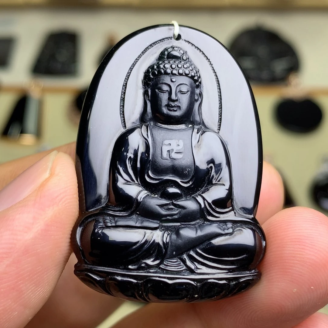 颈饰未镶嵌翡翠墨翠如来佛祖