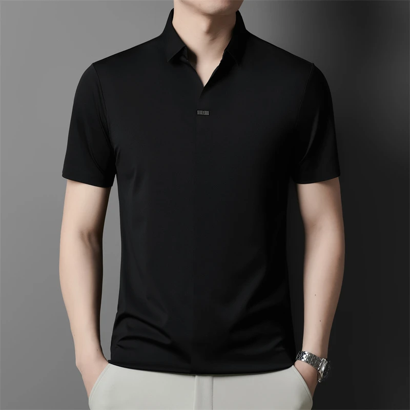 【无痕免烫】2025新款夏季短袖时尚休闲翻领polo衫商务透气T恤上衣