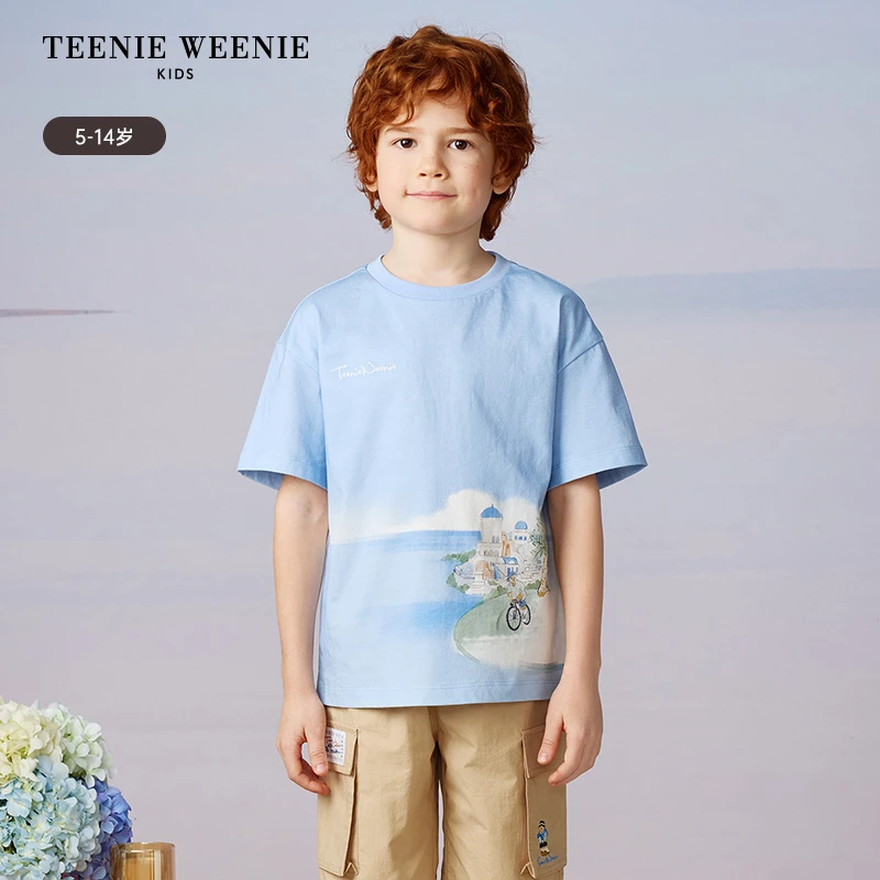 TeenieWeenie Kids小熊童装25年休闲印花圆领短袖T恤TKRA252535A