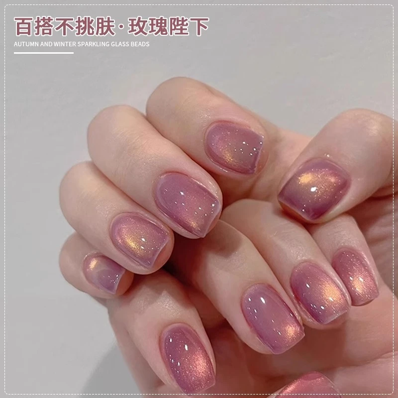 秋冬爆闪小灯泡晶石玻璃珠烟花猫眼指甲油胶2025年新款美甲店