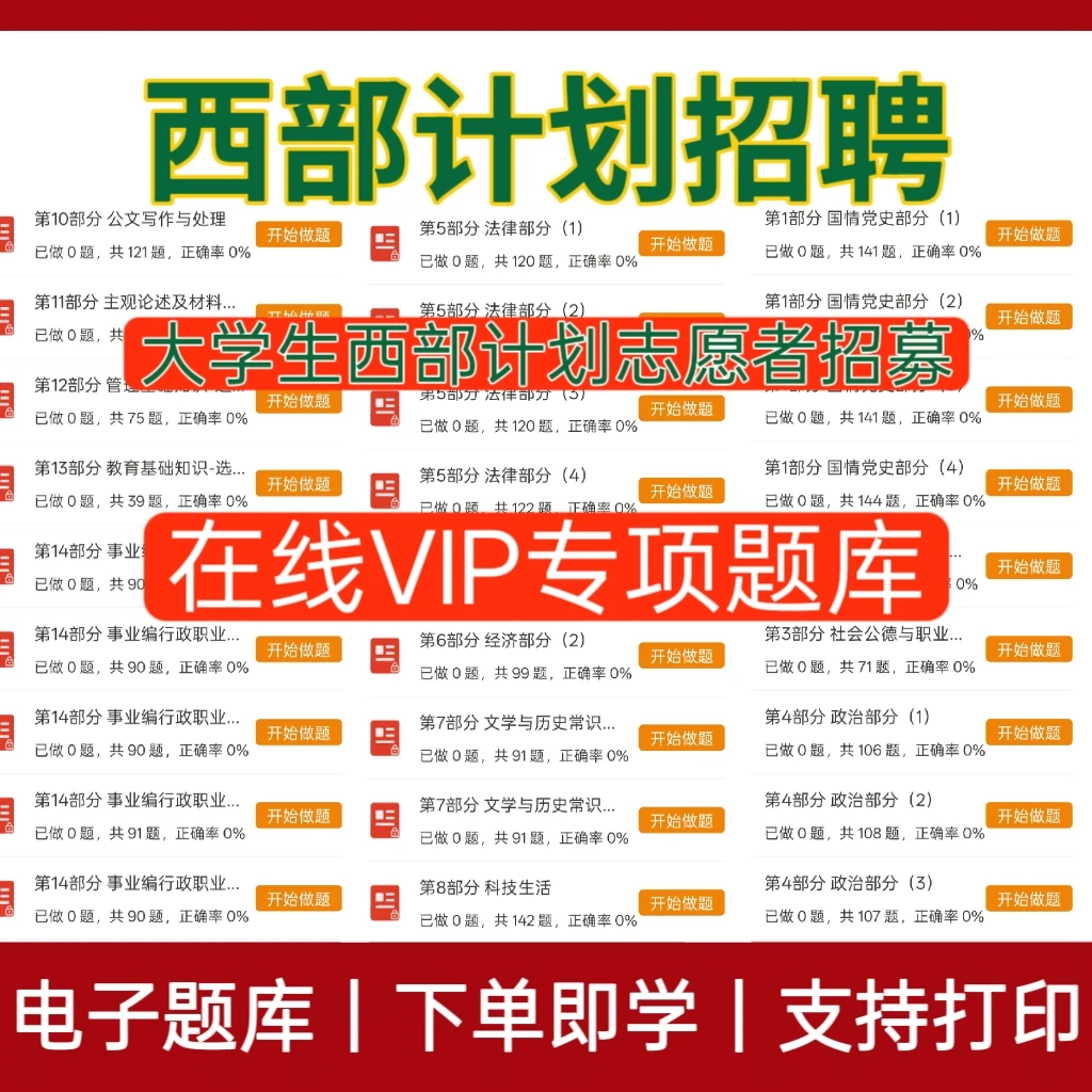 25全国志愿者大学生志愿服务西部计划题库笔试考试资料试题真题