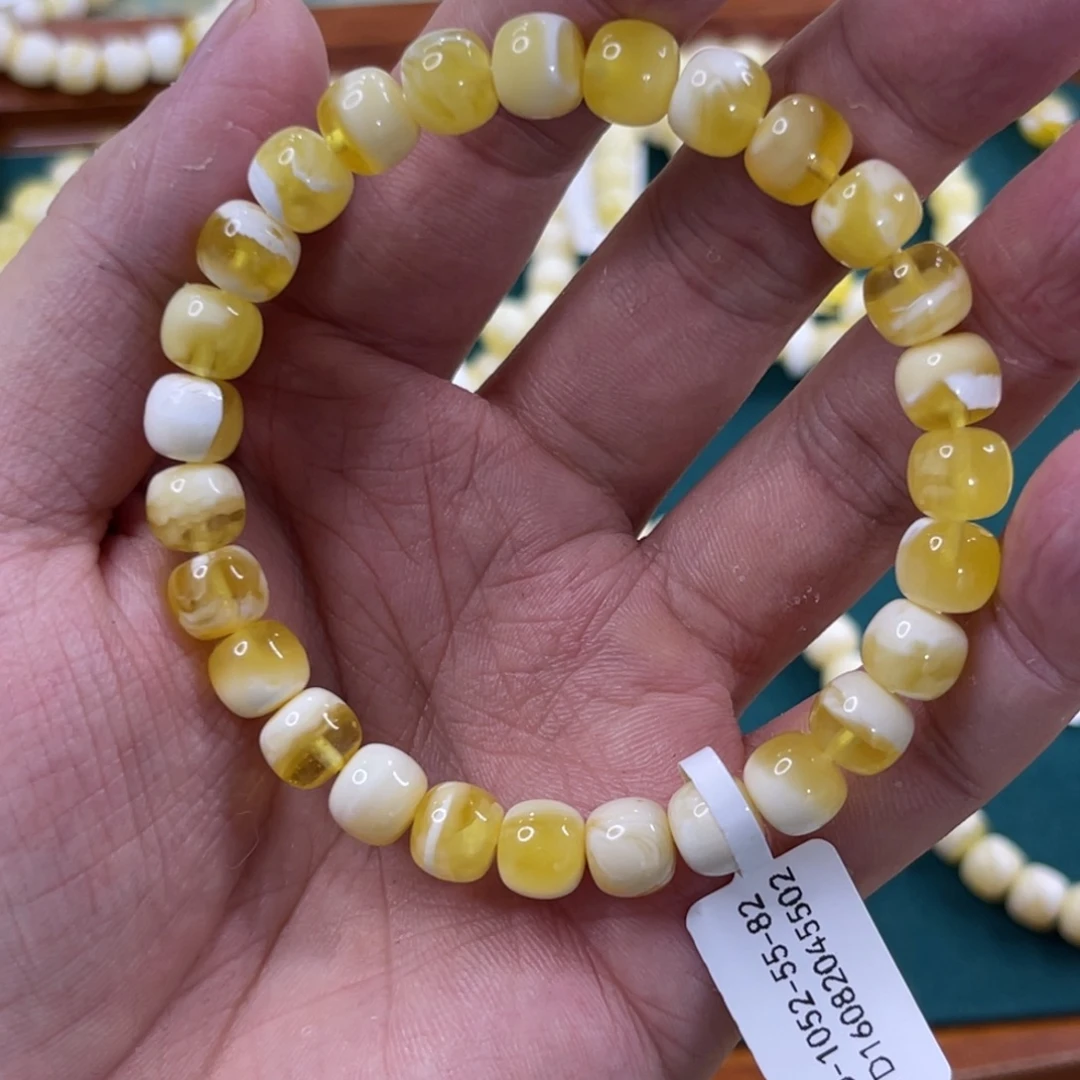 蜜蜡未镶嵌珠宝奇石8.5mm金瓷白