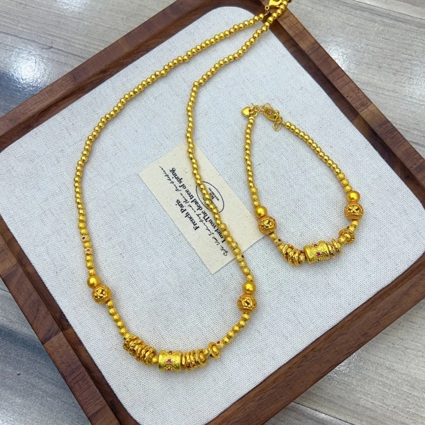 铜合金项链 新款时尚大方百搭气质个性古法两件套 项链 手链轻奢