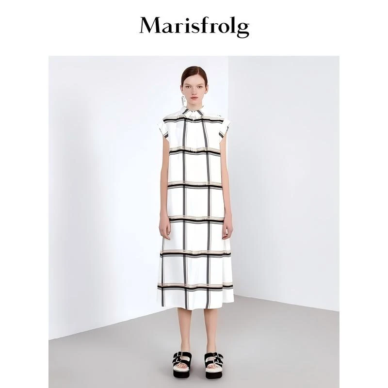 【夏季新款】法式格子几何休闲风格纹显瘦无袖连衣裙AAKT23066